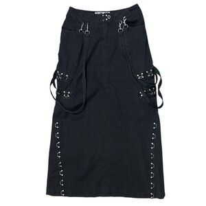 VTG MacGear Black Cargo Maxi Skirt Strappy Cyber Goth Tech Rave Y2K Punk S/M